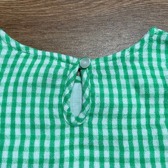 Tucker + Tate Green White Gingham Checked Ruffled Summer Top Size 4 Casual - Picture 4 of 6